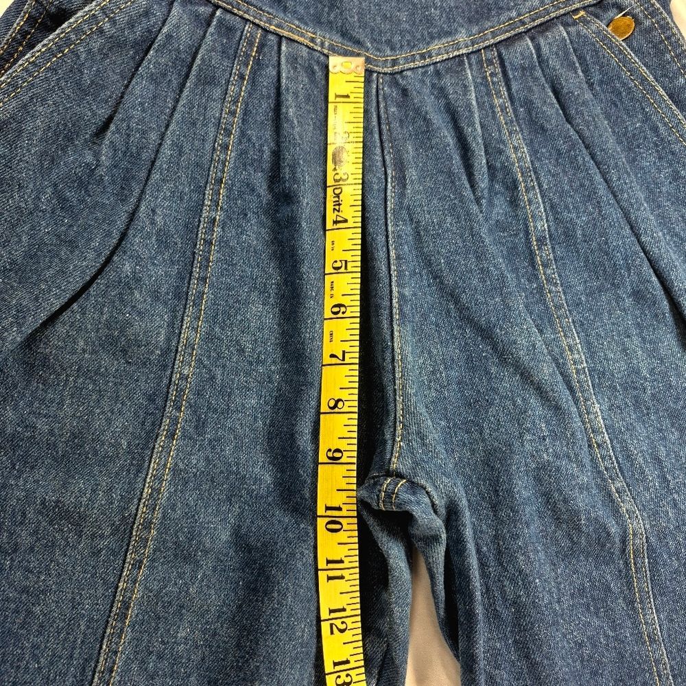 Vintage 80s/90s High-Waisted Pleated Denim Overalls Size Large Relax Retro Fit - Picture 8 of 11